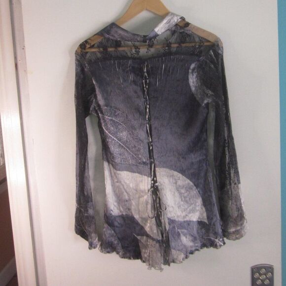 Komarov Womens Size M Button Up Blouse with Lace Up Back - Picture 3 of 14